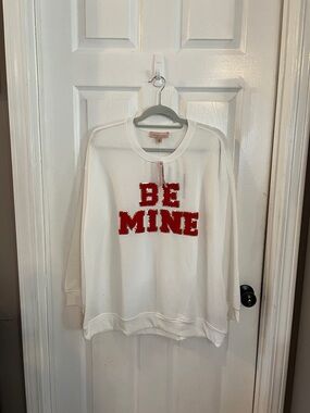 Philosophy White Sweatshirt with Red 'BE MINE' Appliqué